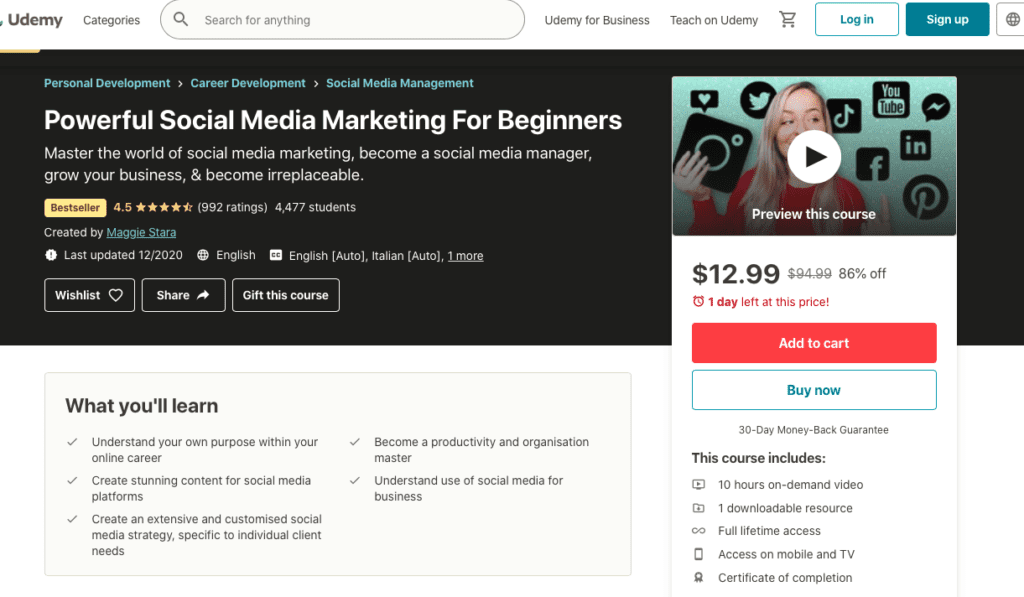 Powerful Social Media Marketing for Beginners (2020)
