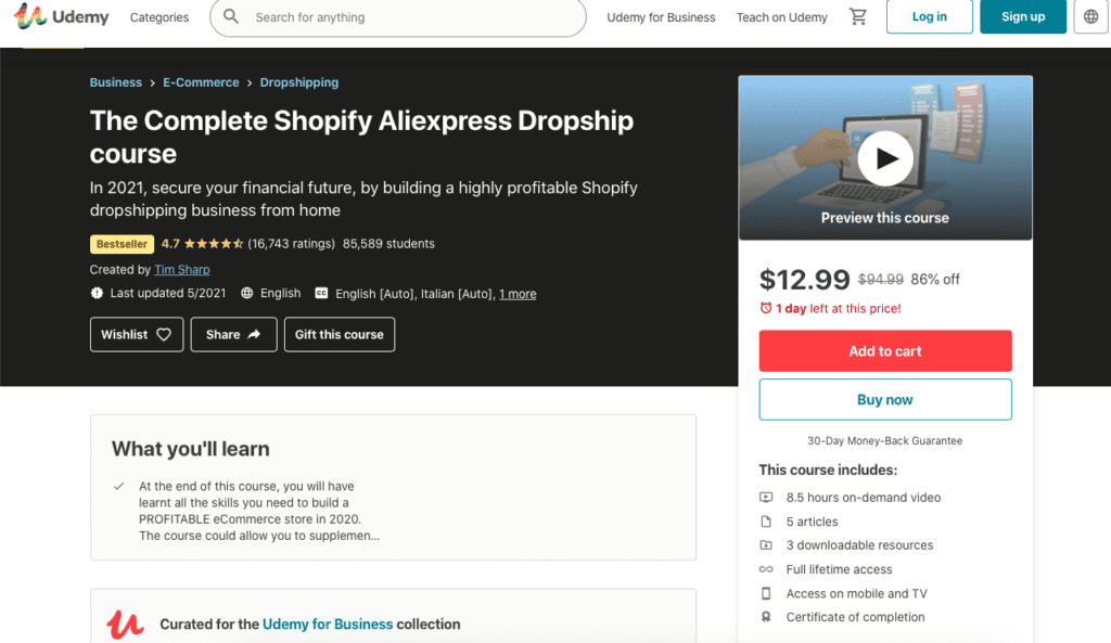 The Complete Shopify Aliexpress Dropship Course 
