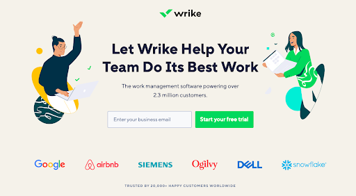 Wrike homepage screenshot