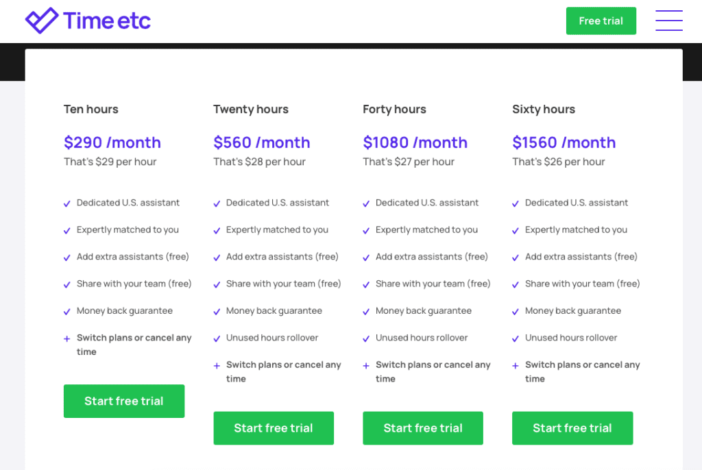 Time Etc Pricing Plans