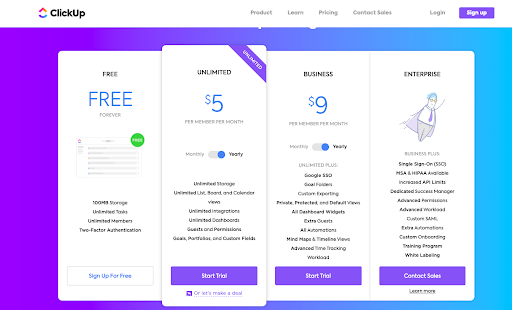 ClickUp Pricing Plans