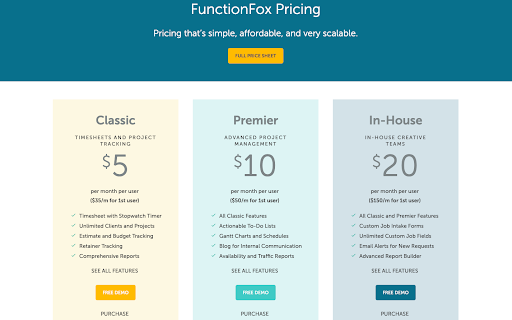 FunctionFox Pricing Plans