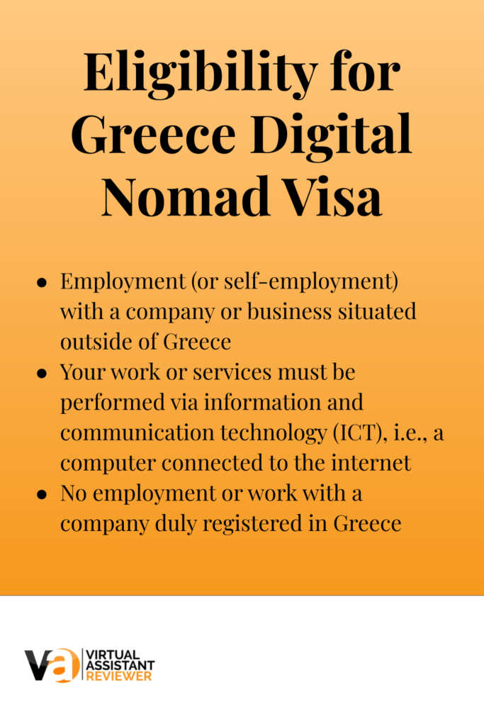 Eligibility Requirements for Greece Digital Nomad Visa
